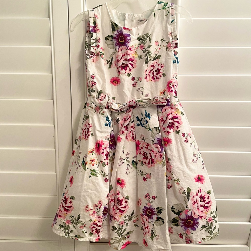 Ava & Viv White Floral Kids Dress